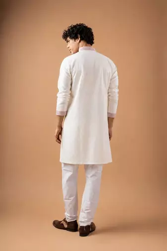Smart and graceful white color viscose silk men's ceremonial attire