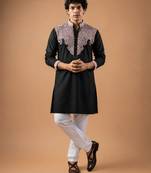 Smart and graceful black color viscose silk men's ceremonial attire