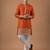 Smart and graceful orange color viscose silk men's ceremonial attire