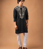 Smart and graceful black color viscose silk men's ceremonial attire