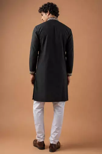 Smart and graceful black color viscose silk men's ceremonial attire