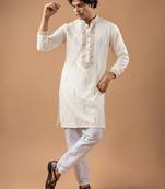 Smart and graceful white color viscose silk men's ceremonial attire