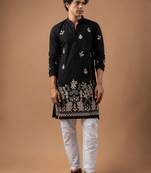Smart and graceful black color viscose silk men's ceremonial attire