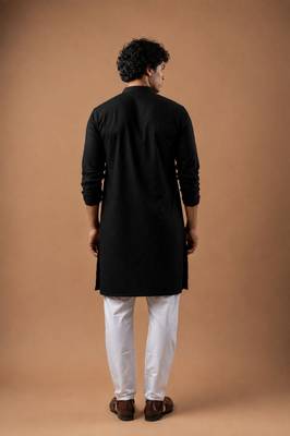 Smart and graceful black color viscose silk men's ceremonial attire 2