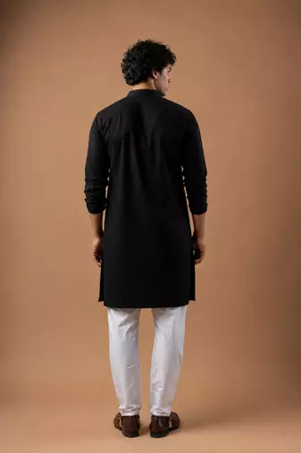 Smart and graceful black color viscose silk men's ceremonial attire
