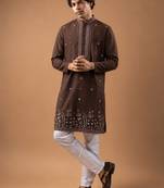 Smart and graceful brown color viscose silk men's ceremonial attire