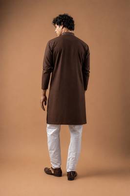 Smart and graceful brown color viscose silk men's ceremonial attire 2