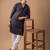 Blue color rayon fabric designer embroidered ethnic kurta payjama for men's traditional looks