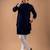 Navy blue color rayon fabric designer embroidered ethnic kurta payjama for men's traditional looks