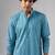Cyan blue color rayon fabric designer embroidered ethnic kurta payjama for men's traditional looks