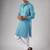 Cyan blue color rayon fabric designer embroidered ethnic kurta payjama for men's traditional looks