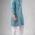 Cyan blue color rayon fabric designer embroidered ethnic kurta payjama for men's traditional looks