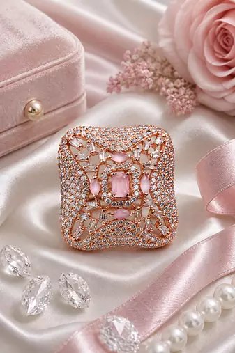 Rose Gold Blush CZ Adjustable Ring