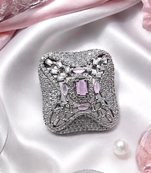Rhodium blush cz adjustable ring