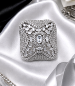 Rhodium crystal cz adjustable ring