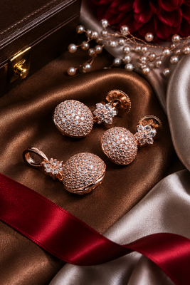 Rose Gold Pavé CZ Pendant Set 1