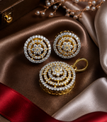 Gold floral cz pendant set
