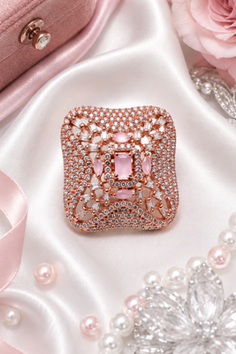Rose Gold Blush CZ Adjustable Ring 2