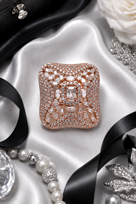 Rose gold crystal cz adjustable ring 2