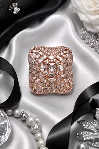 Rose gold crystal cz adjustable ring