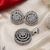 Rhodium floral cz pendant set