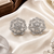 Rhodium floral cz earrings