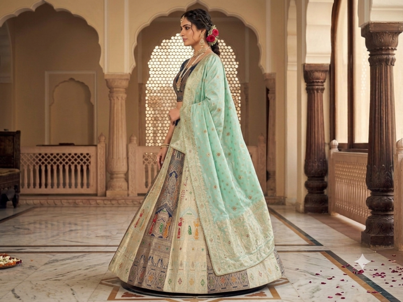 multicolor embroidered lehenga choili 