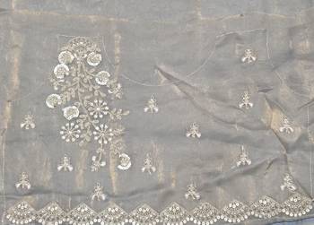 grey color fendy satin fabric beautiful sequins work saree 5