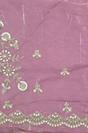 Pink color fendy satin fabric beautiful sequins work saree