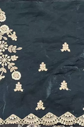 green color fendy satin fabric beautiful sequins work saree