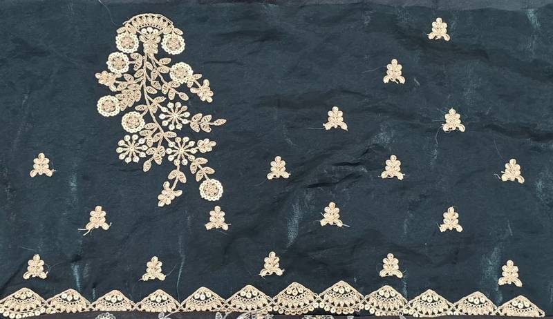 green color fendy satin fabric beautiful sequins work saree