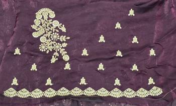 wine color fendy satin fabric beautiful sequins work saree 5
