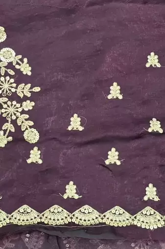 wine color fendy satin fabric beautiful sequins work saree