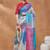 Blue color silk blend designer printed ready to wear ceremonial saree