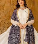 white color embroidery work silk blend salwar suit