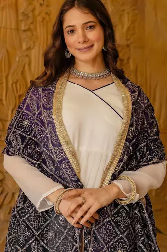 white color embroidery work silk blend salwar suit
