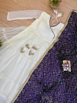 white color embroidery work silk blend salwar suit 4