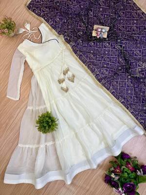 white color embroidery work silk blend salwar suit 5
