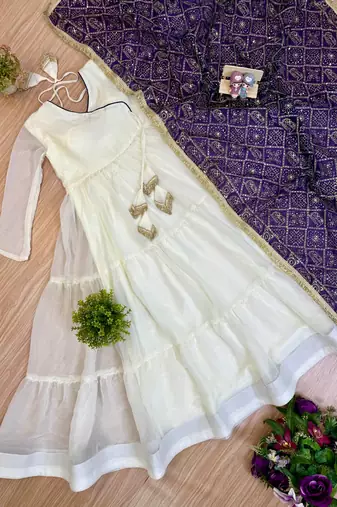 white color embroidery work silk blend salwar suit