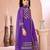Purple embroidered georgette a line kids salwar suits