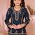 Navyblue embroidered artsilk straight  kids salwar suits