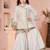 Offwhite embroidered cottonsilk angrakha style kids salwar suits