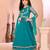 Green embroidered net a line kids salwar suits