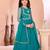 Green embroidered net a line kids salwar suits