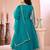Green embroidered net a line kids salwar suits