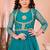 Green embroidered net a line kids salwar suits
