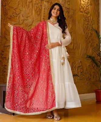 white color embroidery work silk blend salwar suit 1