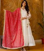 white color embroidery work silk blend salwar suit