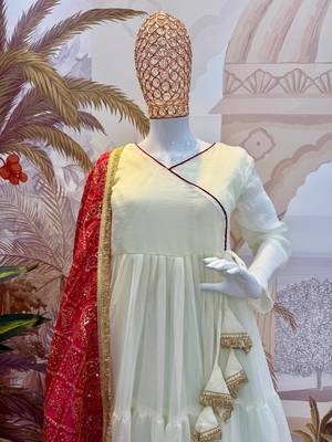 white color embroidery work silk blend salwar suit 2