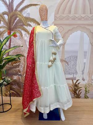 white color embroidery work silk blend salwar suit 3